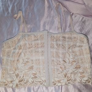 Aerie Floral Lace Crop Top in Cream